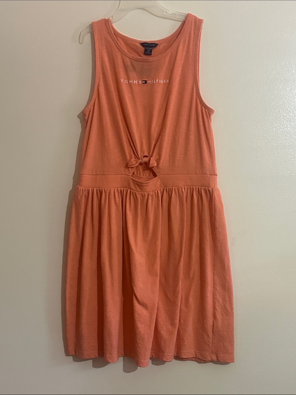 Tommy Hilfiger Coral Tie-Front Sleeveless Mini Dress